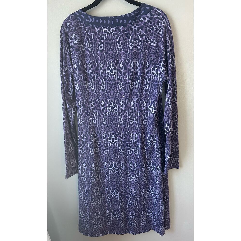 Soft Surroundings Faux Purple Animal Print Wrap Midi Dress - Picture 6 of 7